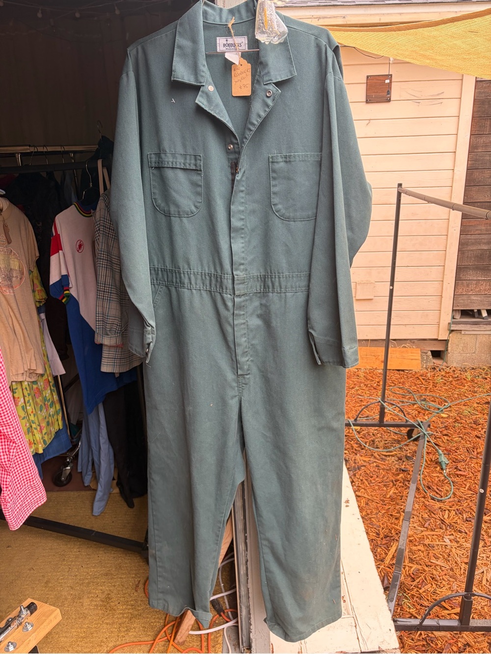 1960’s Workwear Utility Coveralls in Muted Teal/Green